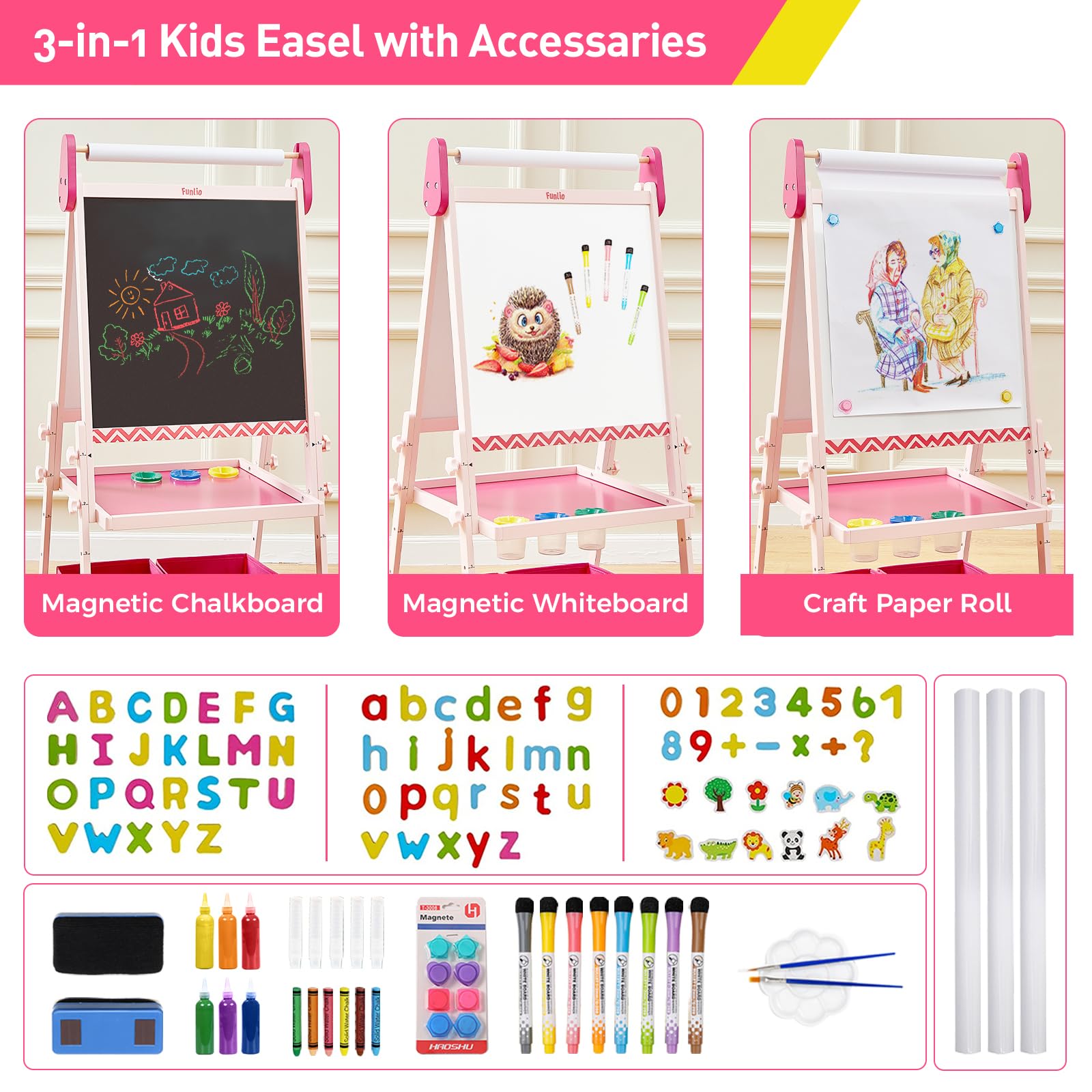 FUNLIO paper roll holder supports continuous drawing and storytelling.