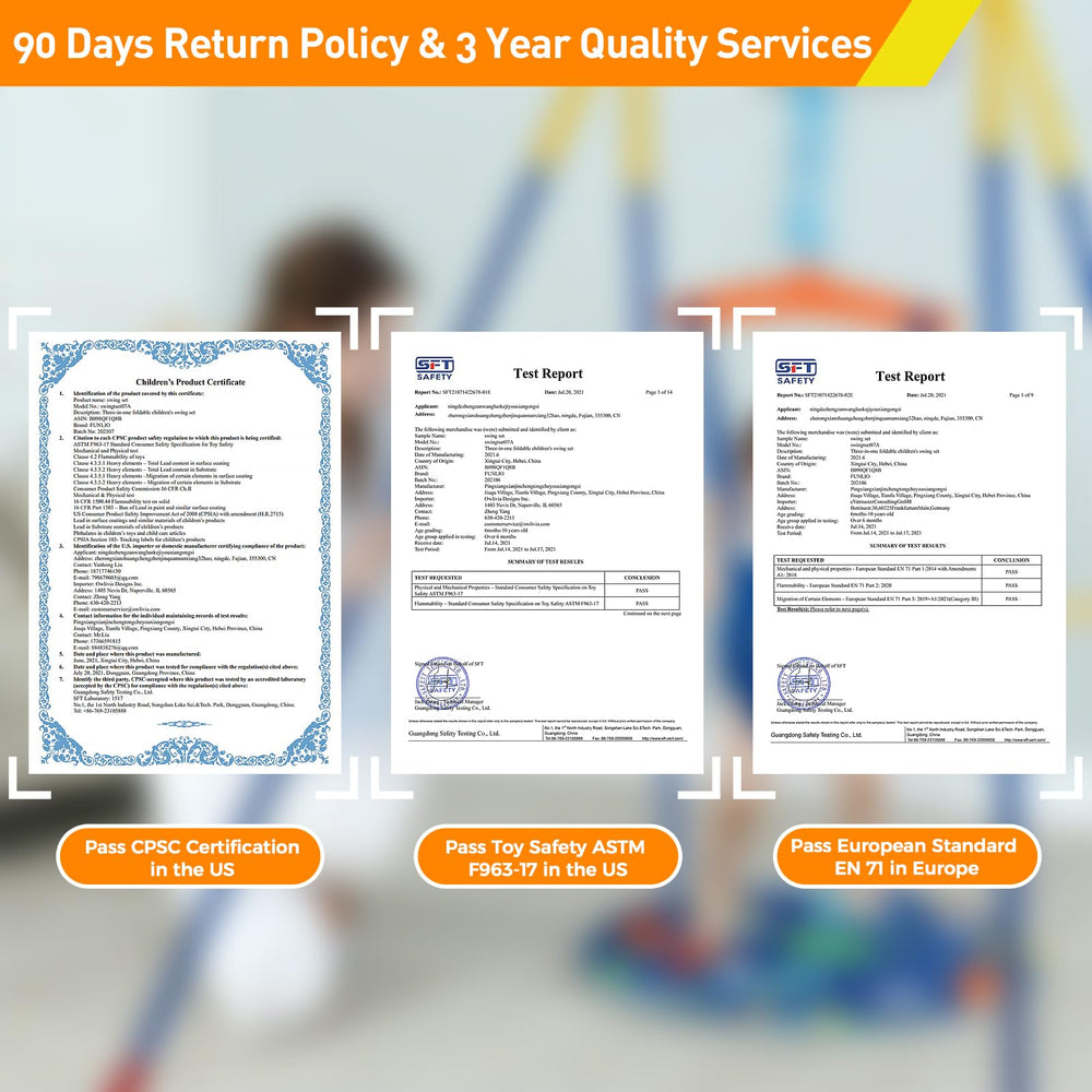 US and EU certifications ensure reliable safety for play