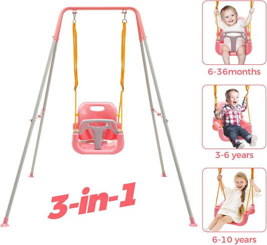 FUNLIO swing set with four sandbags for enhanced stability during play.