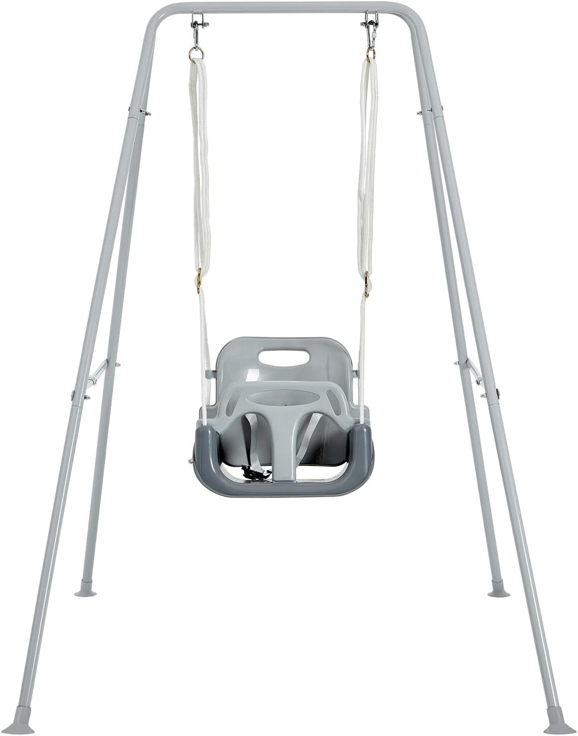 Funlio toddler swing with foldable metal stand for easy storage and versatile setup