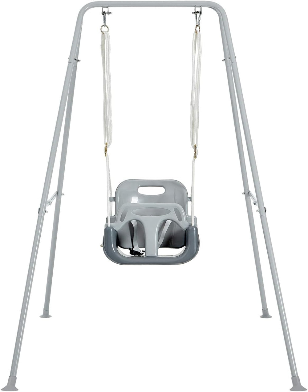 Funlio toddler swing with foldable metal stand for easy storage and versatile setup