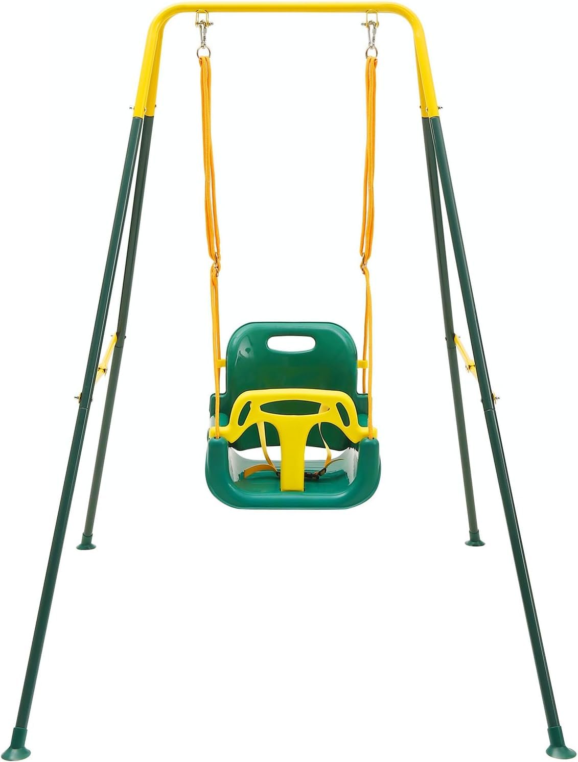 FUNLIO toddler swing with foldable stand for flexible indoor or outdoor play.