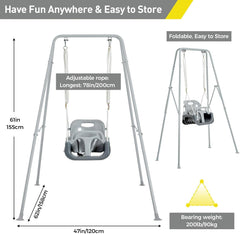 Funlio toddler swing's triangular frame provides stable support during play