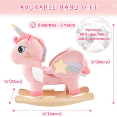 FUNLIO unicorn dimensions 25L x 14W x 27H inches fit compact spaces.