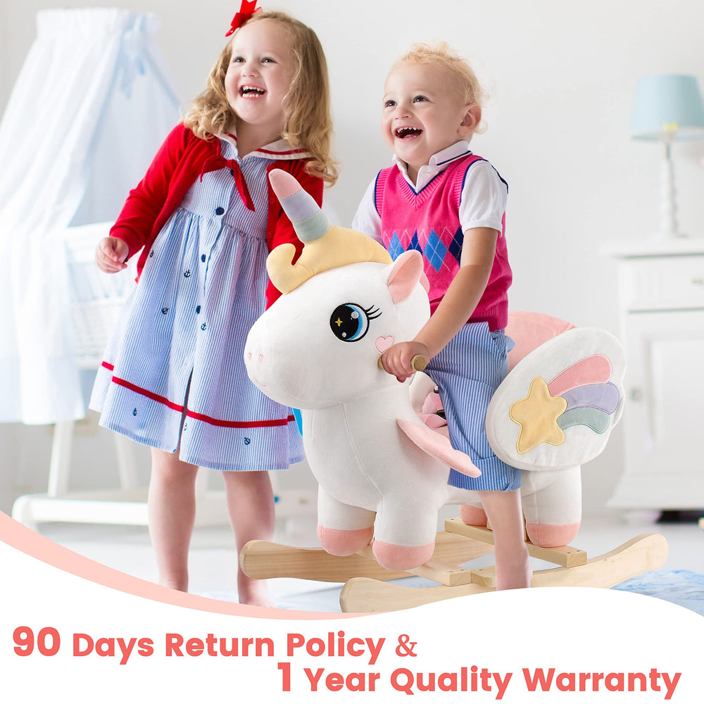 Funlio unicorn rocking horse packaged-assembly guide image