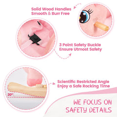 FUNLIO unicorn safety buckle and 20-degree base support secure rocking sessions.