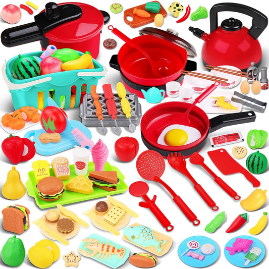 FunMission 134 pcs kitchen accessories for imaginative play and safe role-playing cooking