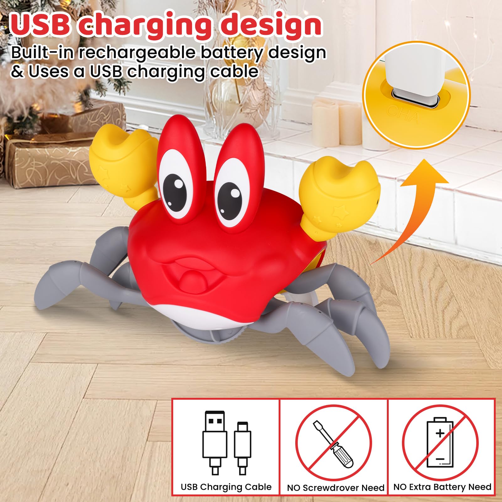 FunMission Crawling Crab toy performs well on tile floors.