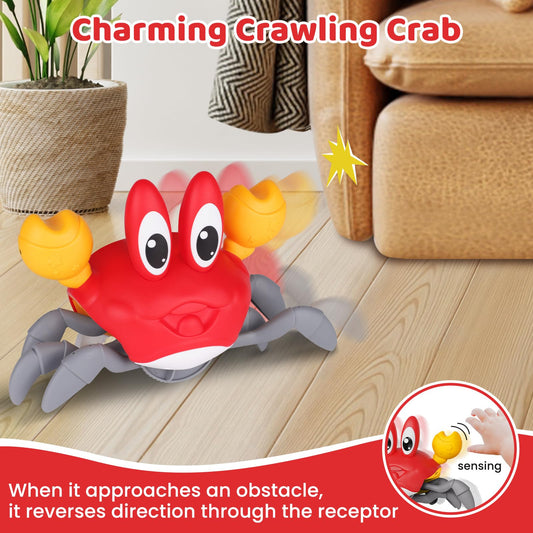 FunMission Crawling Crab toy with music and LED lights for sensory play.