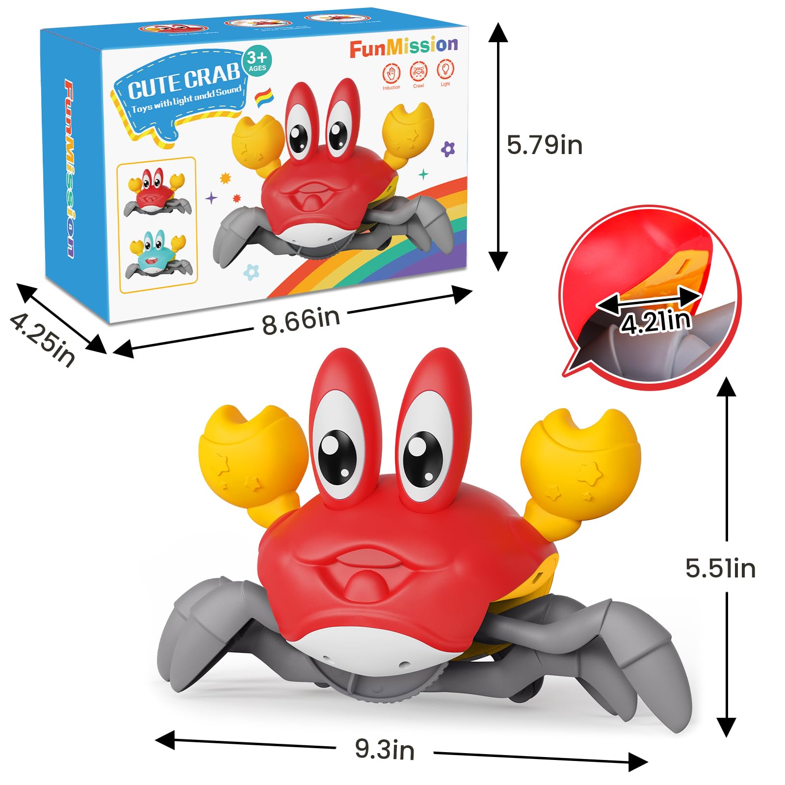 FunMission Crawling Crab toy on smooth floor aids early crawling.