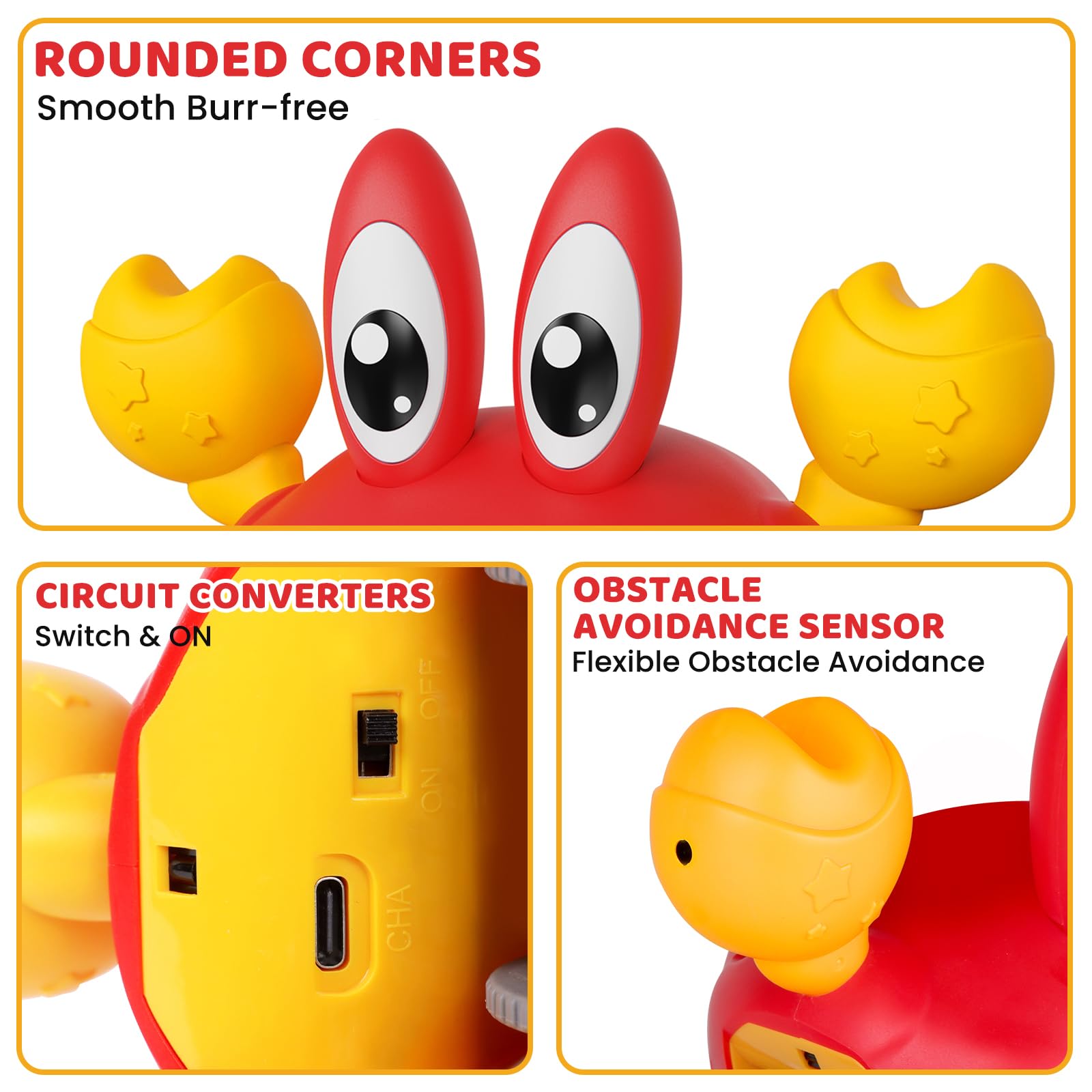 FunMission Crawling Crab toy USB recharge enables long play.