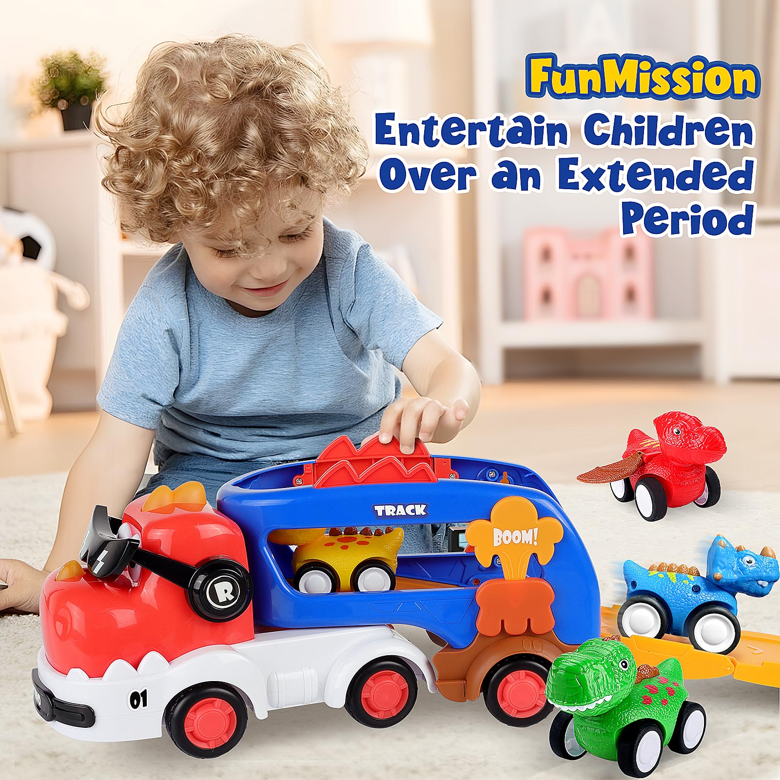 FunMission 180-degree rotation dinosaur truck for versatile poses