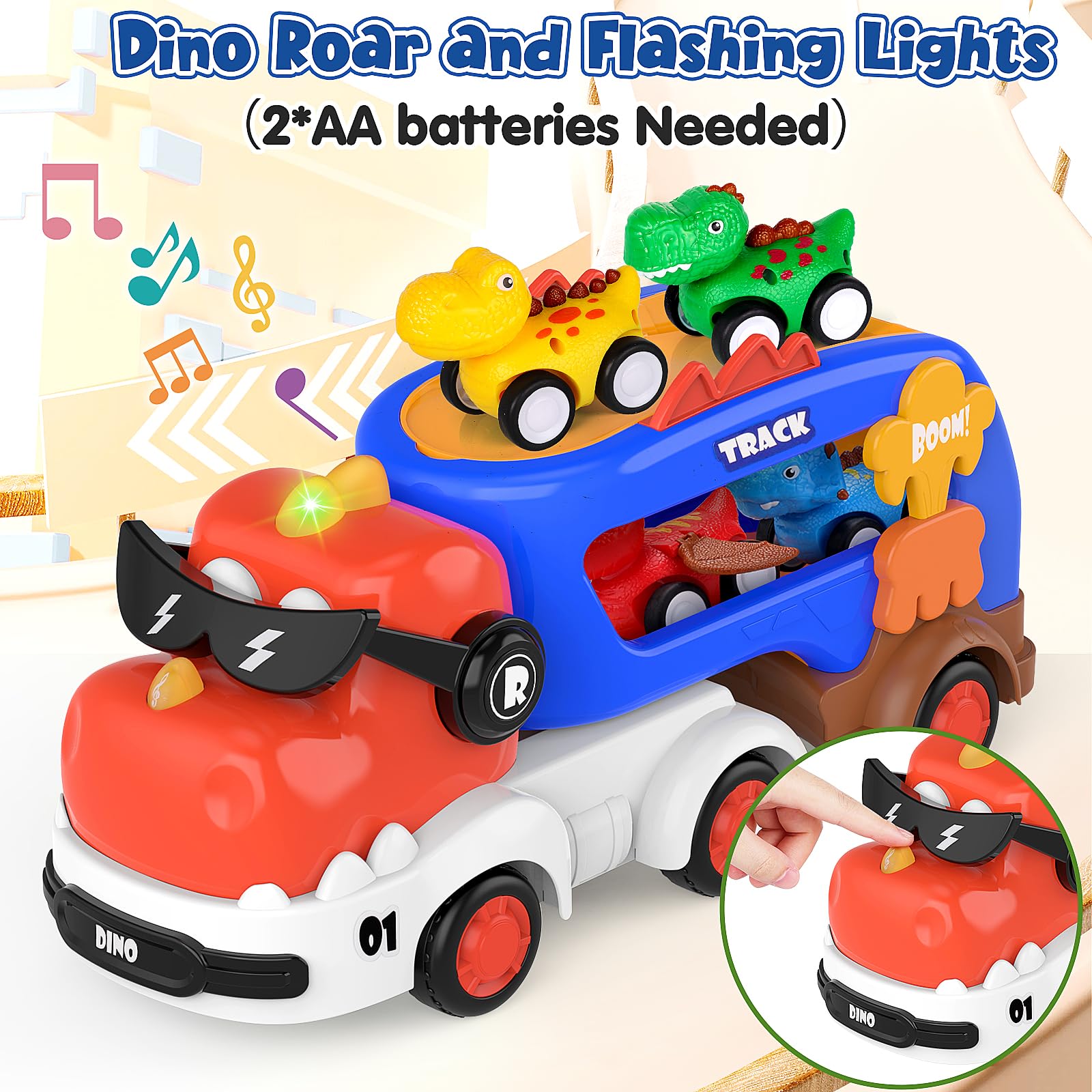 FunMission blue pull-back dinosaur car sparks creative adventures