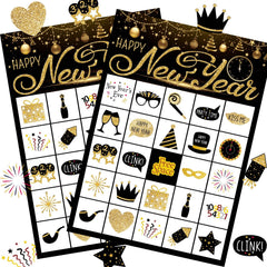 Funnlot New Year Eve Bingo cards showcase 24 unique designs for engaging kids.