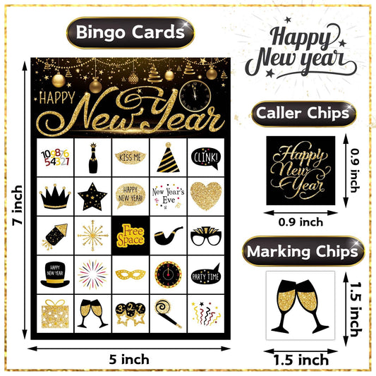 Funnlot New Year Eve Bingo marking chips for quick, consistent scoring.