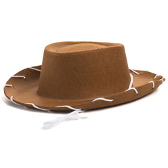 Funny Party Hats children's brown felt cowboy hat front view for imaginative play.