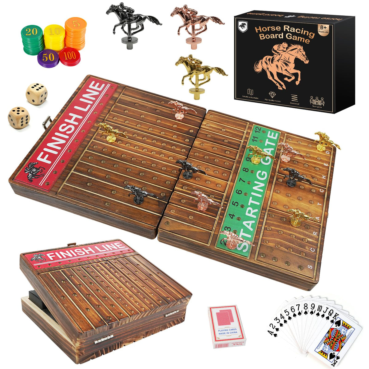 FUNNYB&G 21-inch horse race board folded for portable family game nights.