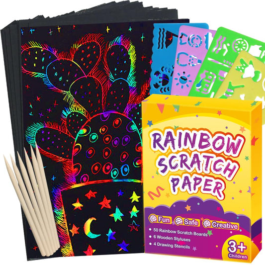 FUNNYB&G rainbow scratch paper kit cover with vibrant colors for creative play