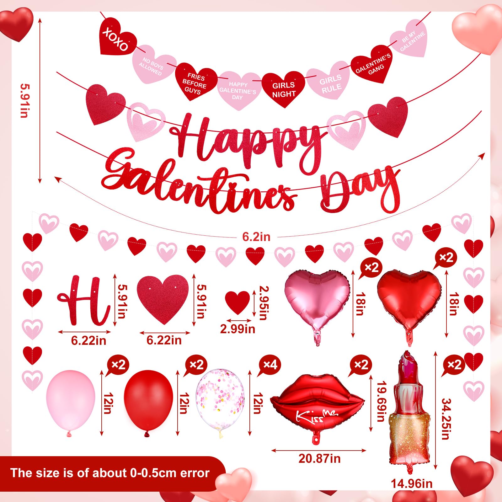 Funnymoom galentine balloons in seven styles for cheerful room ambiance