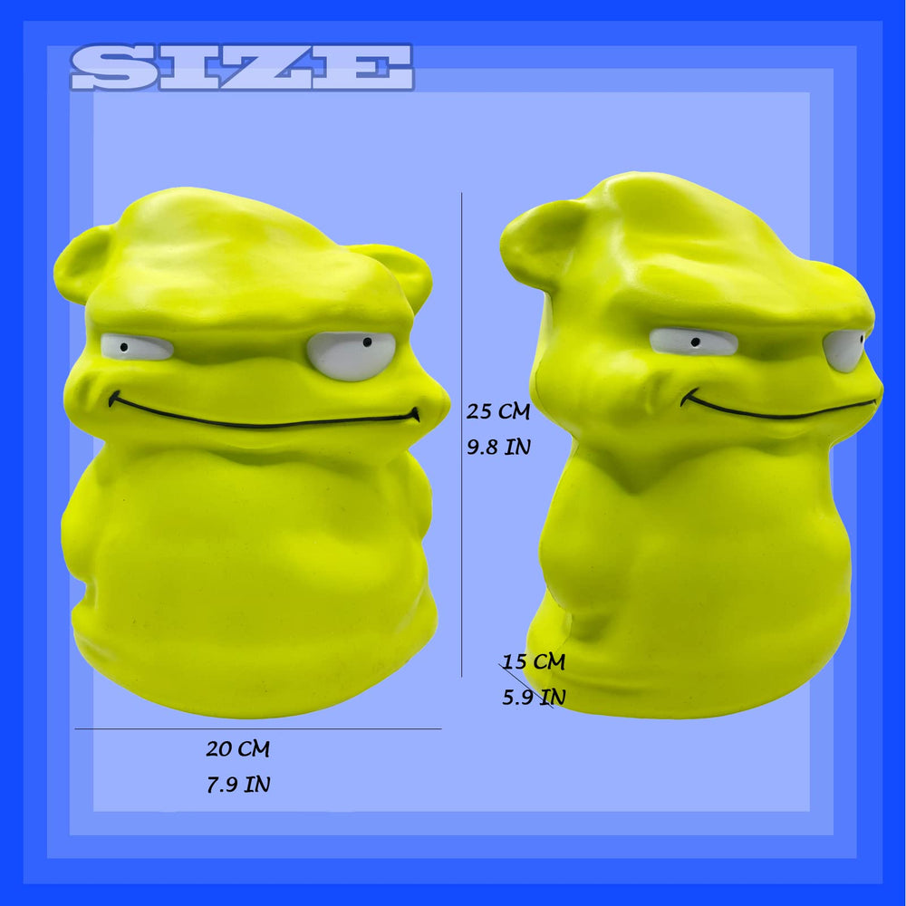 Funnysquee slow-rise green monster squishy ideal for focus and calm.