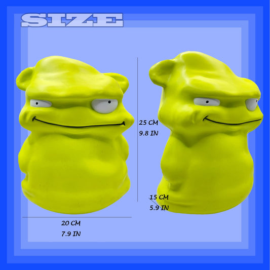 Funnysquee slow-rise green monster squishy ideal for focus and calm.
