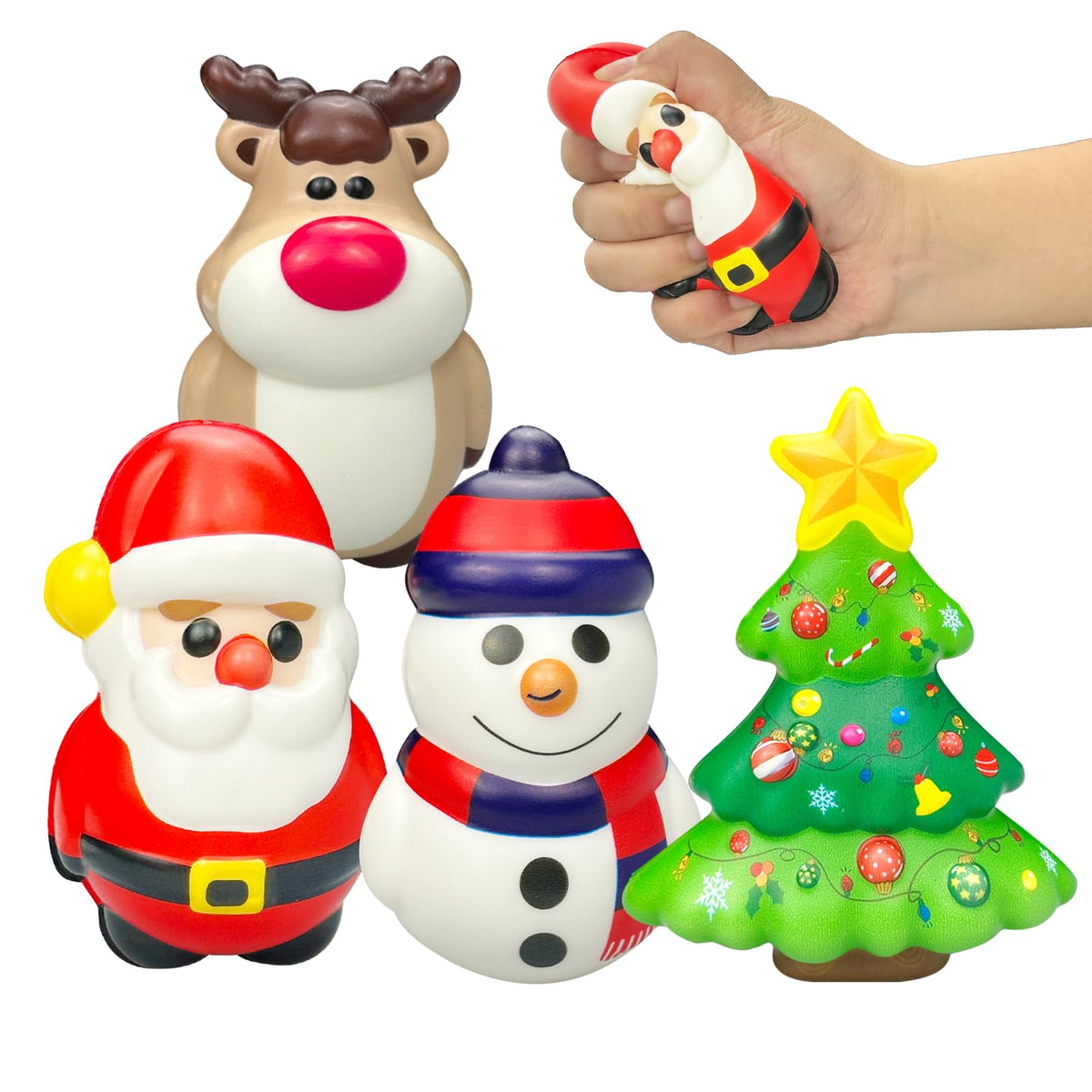 Funnysquee Santa Claus stress ball set for festive tactile play and relaxation