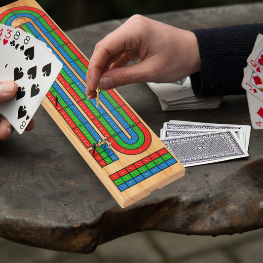 Close-up of metal pegs on a durable FUNPENY cribbage set for smooth play