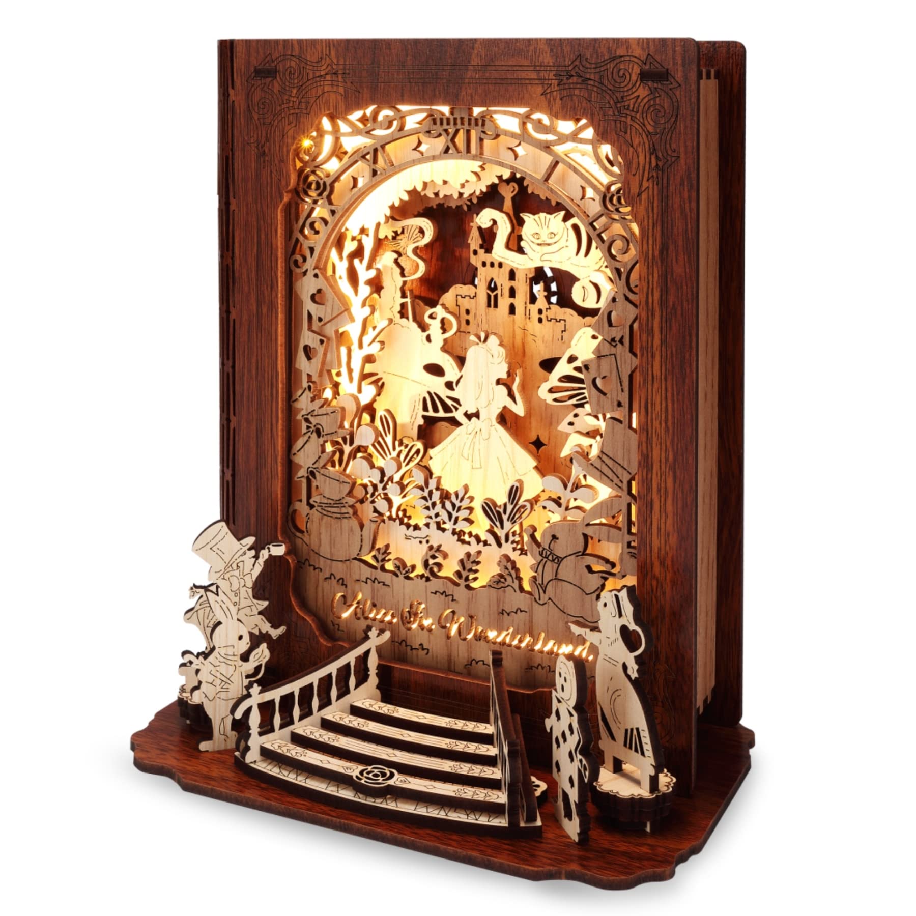 FUNPOLA Alice in Wonderland 3D puzzle nightlight glows softly for bedtime stories.