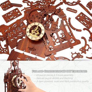FUNPOLA LED 3D Clock Tower LED belt glows, creating ambient desk lighting.