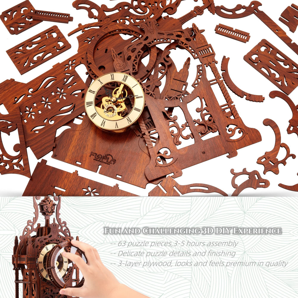 FUNPOLA LED 3D Clock Tower LED belt glows, creating ambient desk lighting.