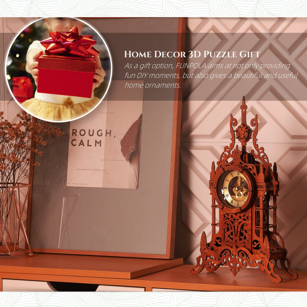 FUNPOLA LED 3D Clock Tower night-light feature adds subtle glow.