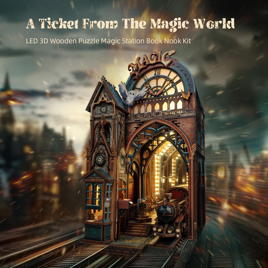FUNPOLA LED glow highlights the tiny trains and reflections for magical room ambiance.