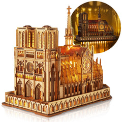 FUNPOLA Notre Dame 3D puzzle pieces assemble into a detailed display for home decor