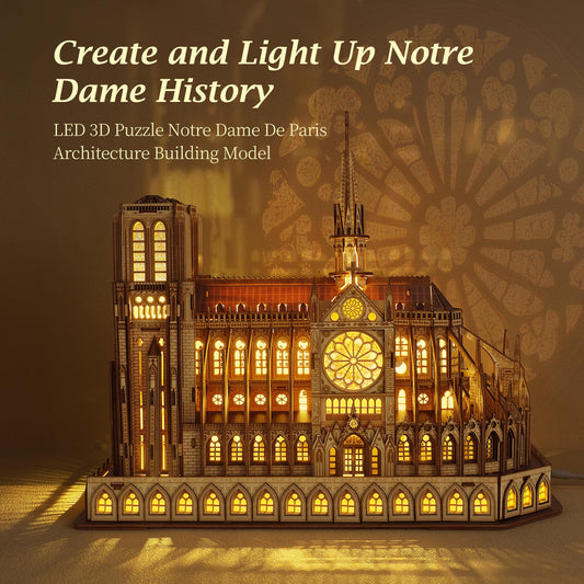 FUNPOLA Notre Dame night edition LED lighting highlights the arches for a luminous centerpiece
