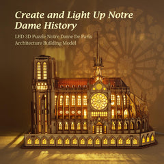 FUNPOLA Notre Dame night edition LED lighting highlights the arches for a luminous centerpiece
