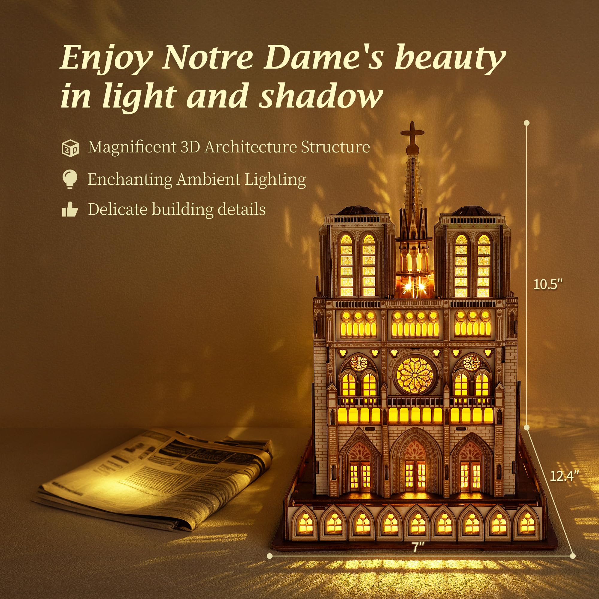 FUNPOLA Notre Dame rose window detail showcases intricate stained-glass-inspired design