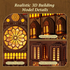 FUNPOLA Notre Dame twin towers detail emphasizes architectural symmetry in a tabletop model