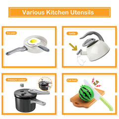 Funpynani grey and white utensils set for realistic cooking roleplay