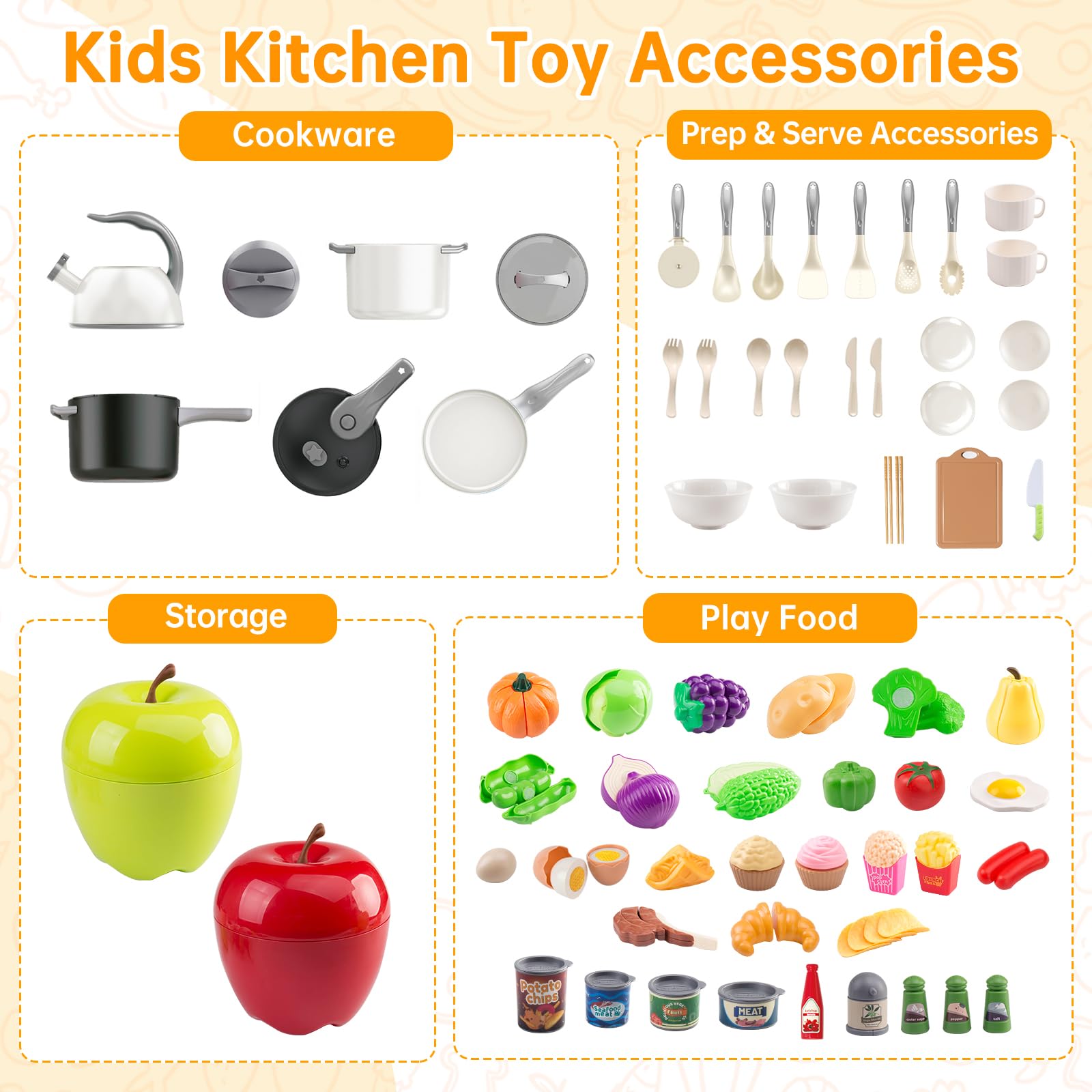 Funpynani kettle and pots set supports hands-on cooking pretend playtime.