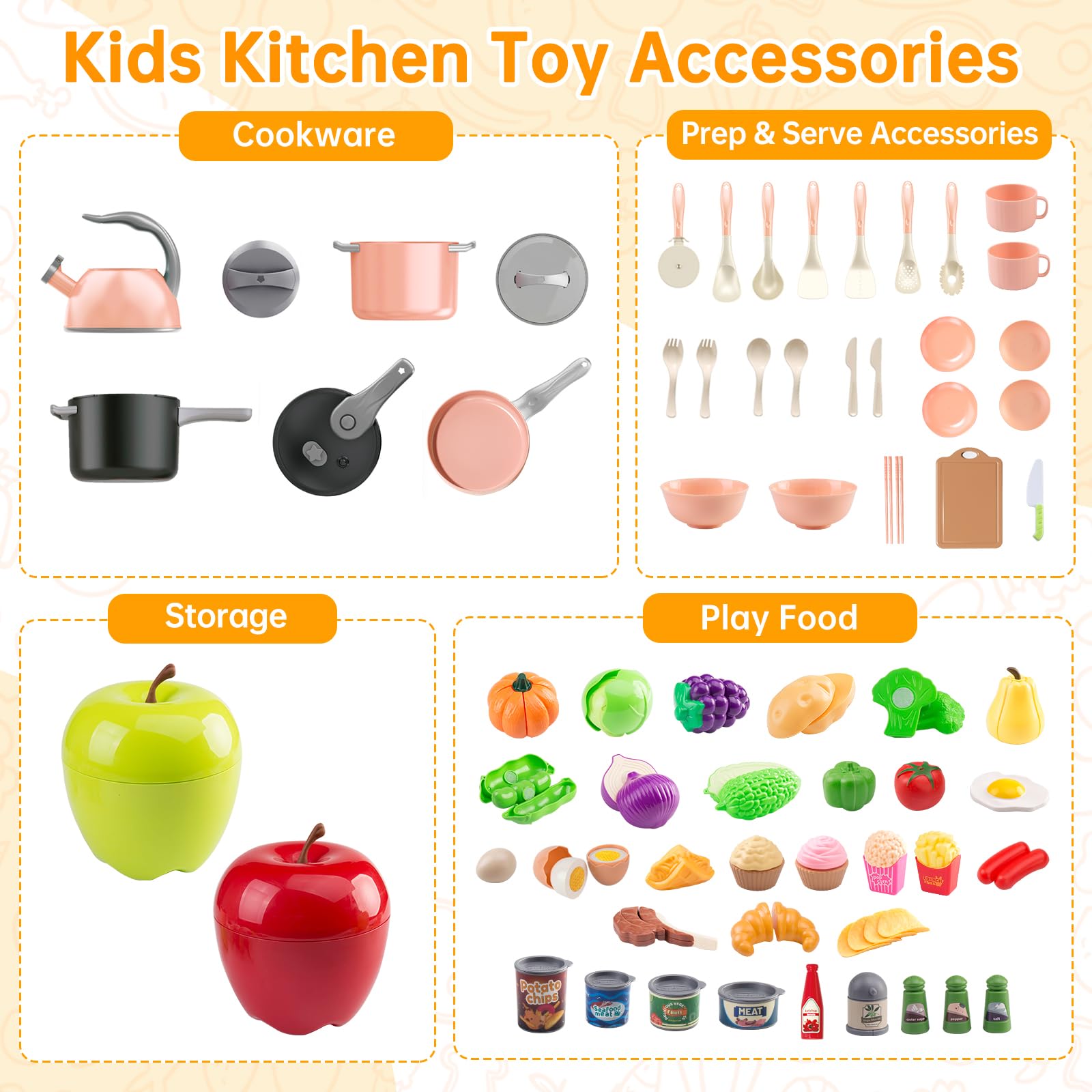 Funpynani pretend-food items for creative cooking play.