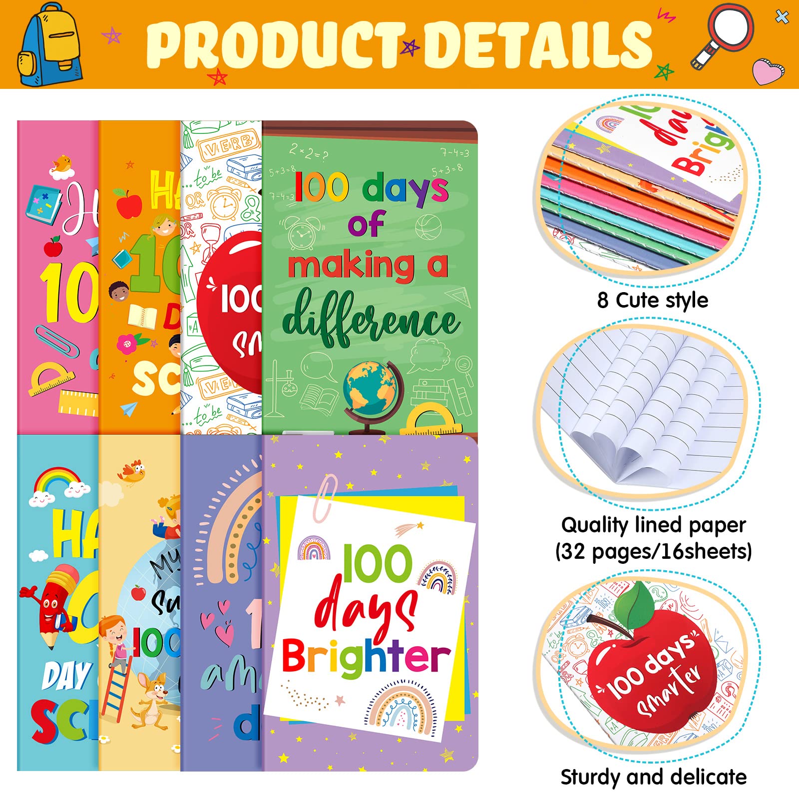 Funrous 100 Days Brighter notebook design motivates schoolwork