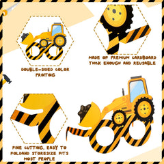 Funrous construction vehicle glasses brighten group portraits at celebrations.