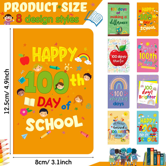 Funrous happy 100th Day notebook with bold typography for celebration