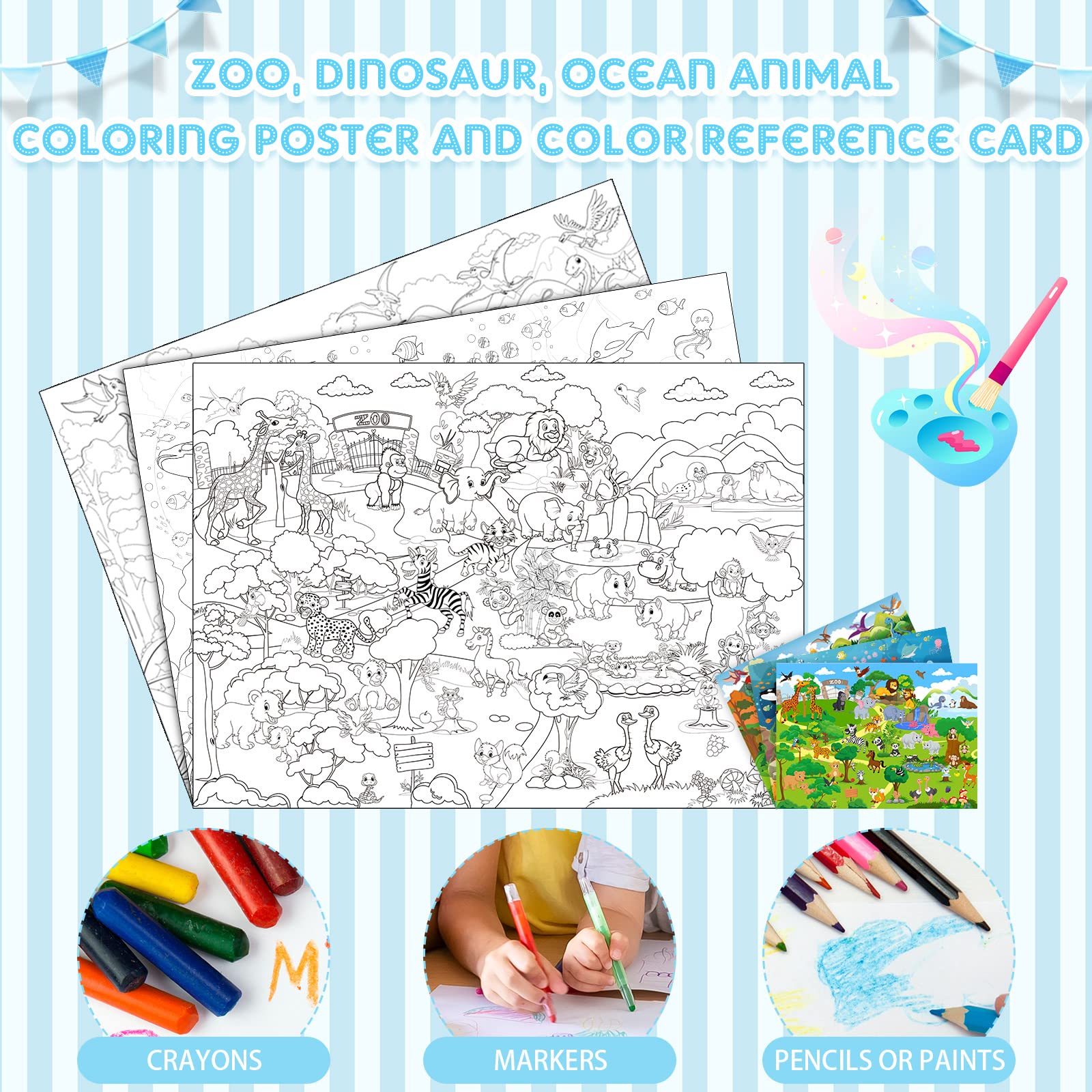 Funrous ocean creature giant poster ideal for immersive family coloring sessions