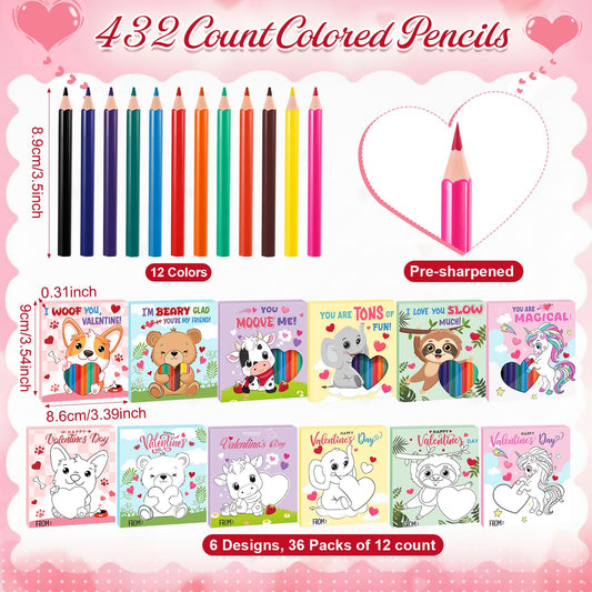 Funrous Valentine pencils display 12 colors for vibrant art projects