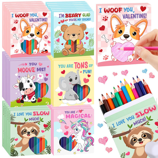 Funrous Valentine pencils boxed in 36-pack set for party favors and gifts