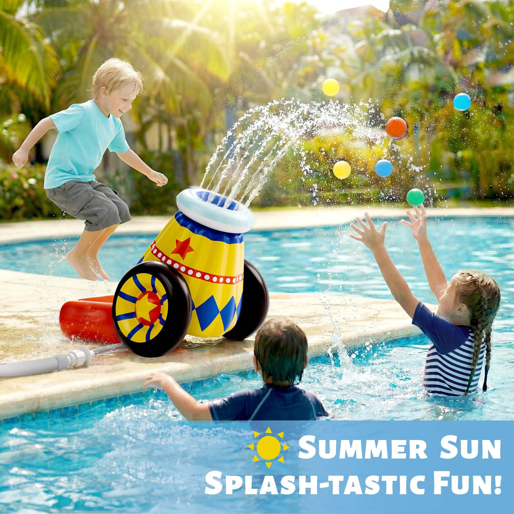 Funscape ball launching artillery shoots balls and sprays water for backyard fun