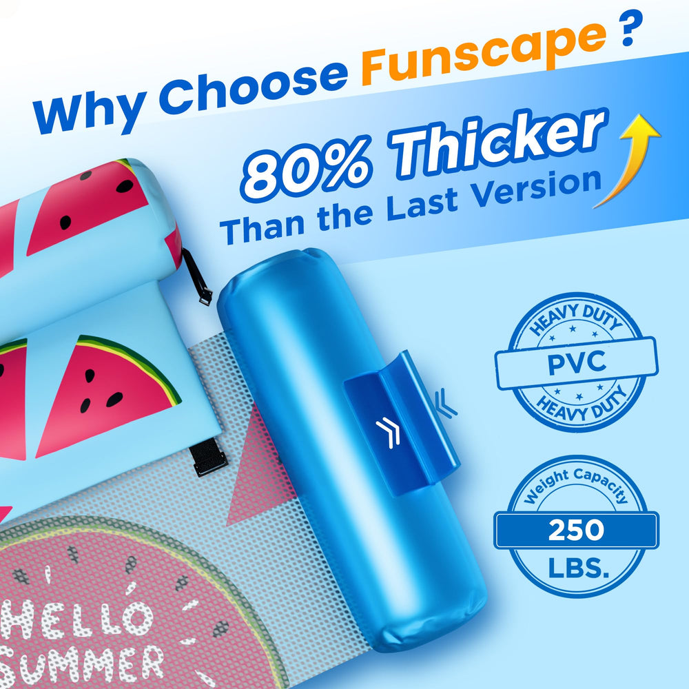 Funscape float with ergonomic headrest and backrest supports neck comfort.
