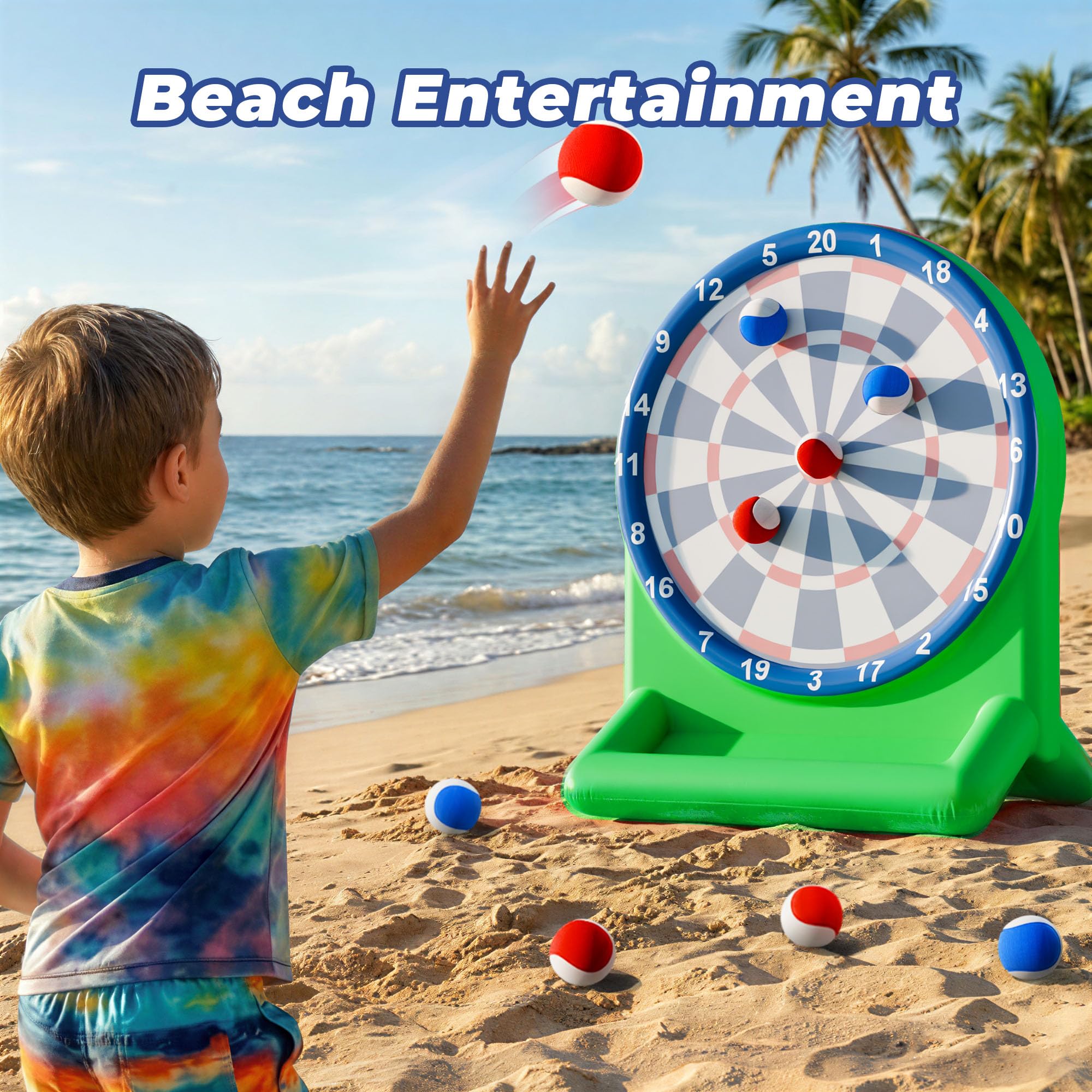 Outdoors setup with Funscape pool toy for birthday party enjoyment.