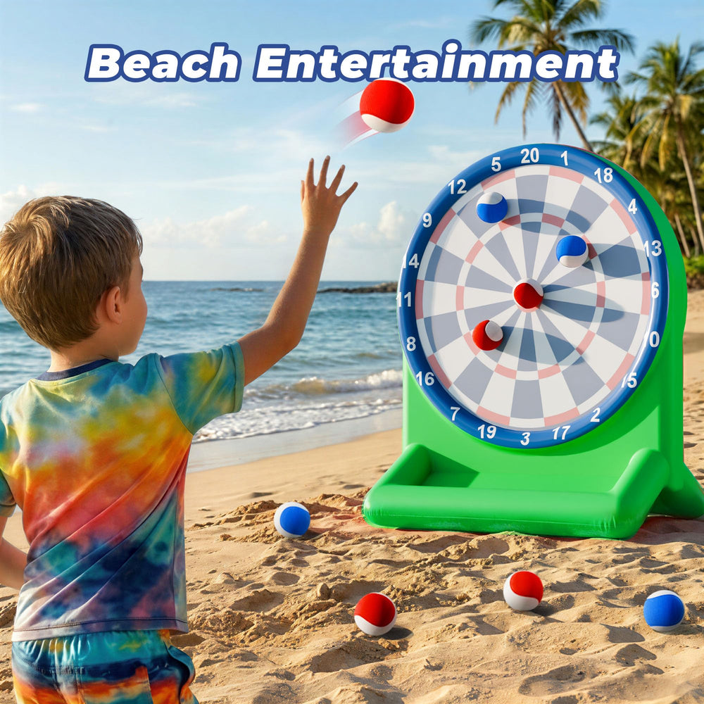 Outdoors setup with Funscape pool toy for birthday party enjoyment.